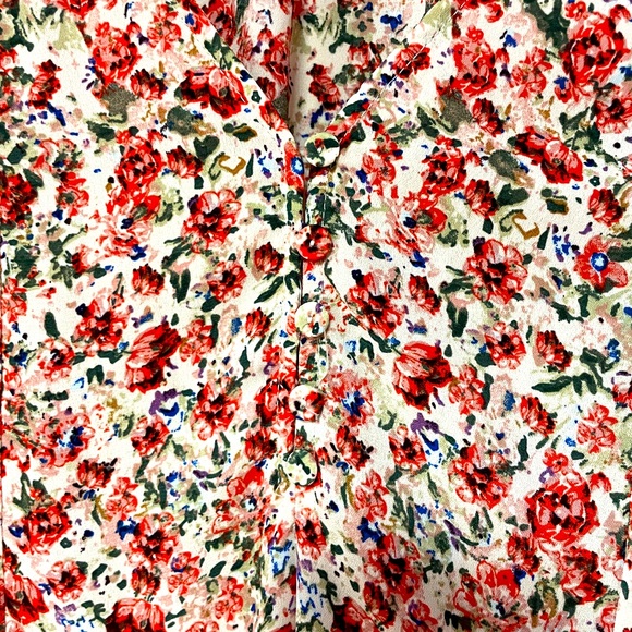 Carolina Belle Pink White Green Floral Short Sleeve Hi-Low Blouse Sz 1X - Picture 6 of 6